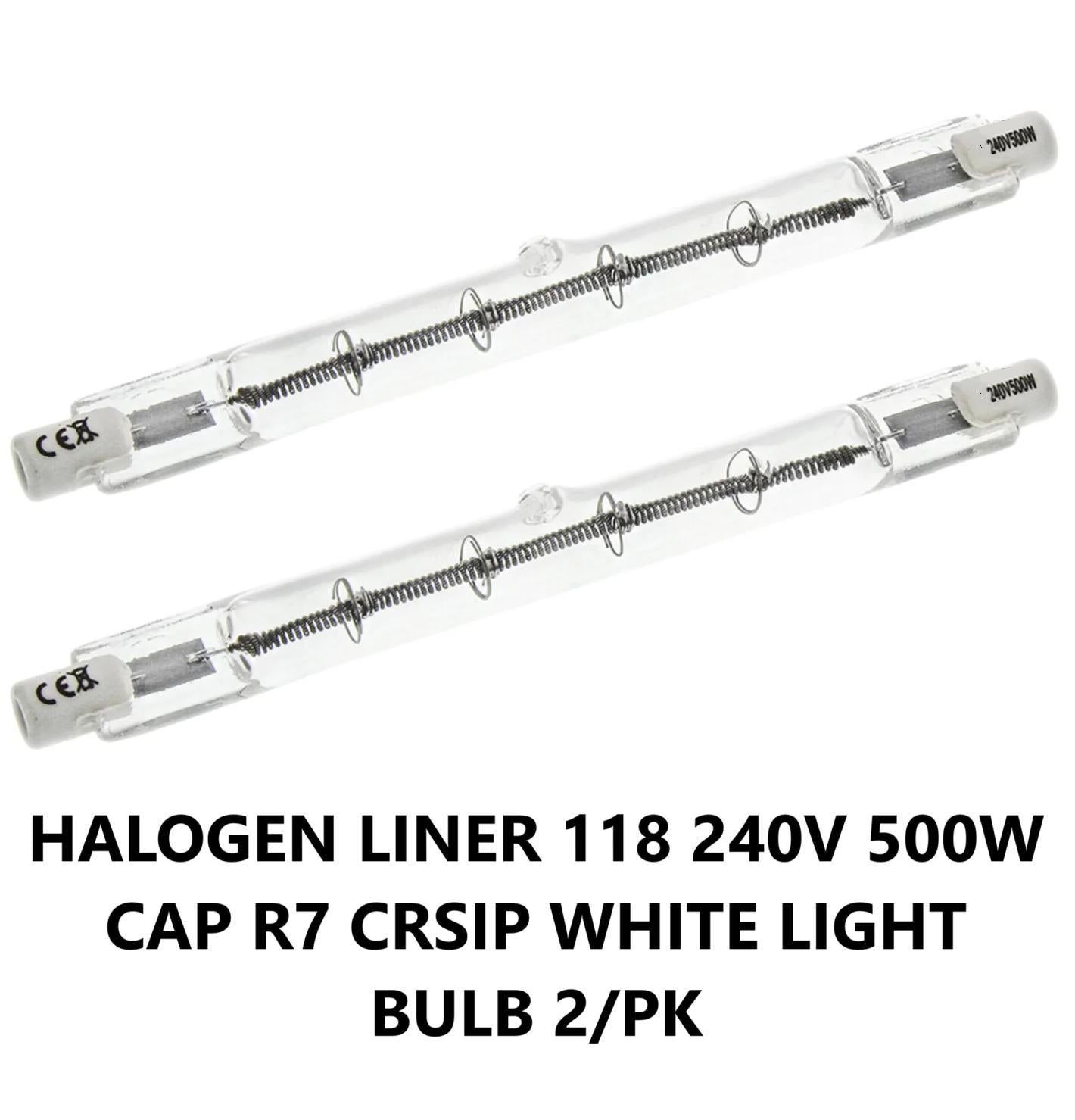 HALOGEN LINER 118 240V 500W CAP R7 CRSIP WHITE LIGHT BULB 2/PK. 42276 \\\KD32804