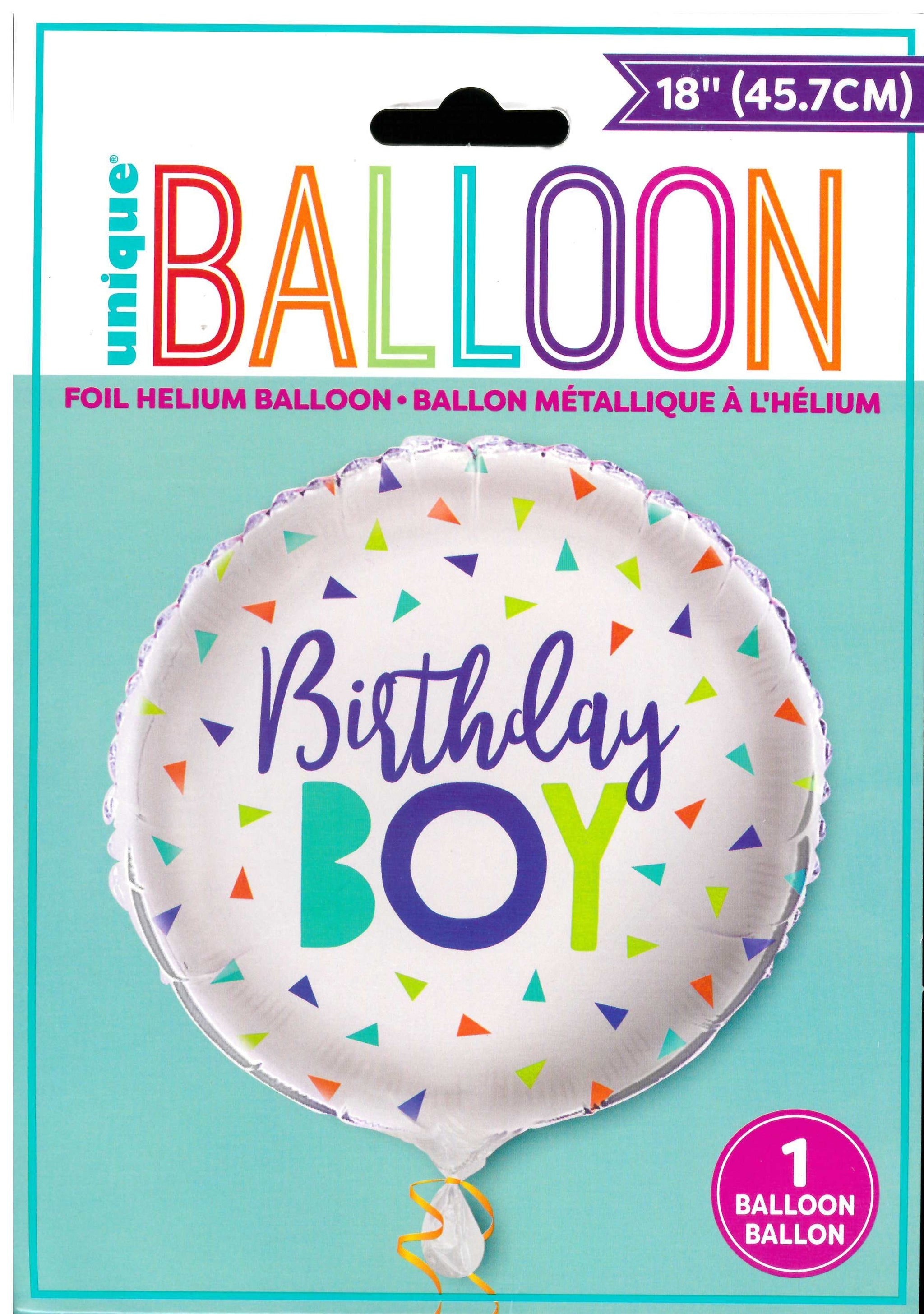 UNIQUE CONFETTI BIRTHDAY BOY ROUND FOIL BALLOON 18". UNI54019 \\\KD32805