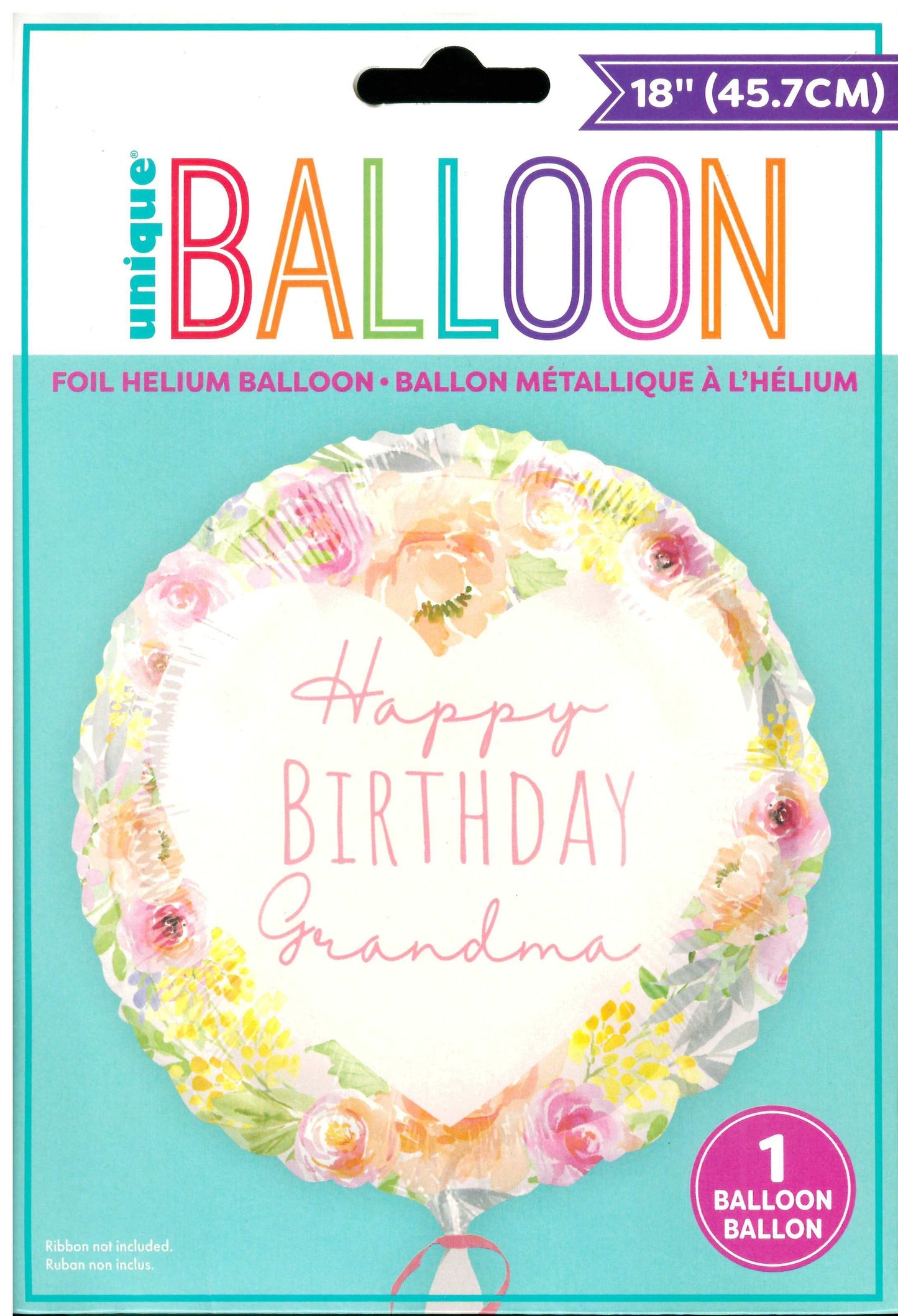 UNIQUE HAPPY BIRTHDAY GRANDMA ROUND FOIL BALLOON 18". UNI81986 \\\KD32807