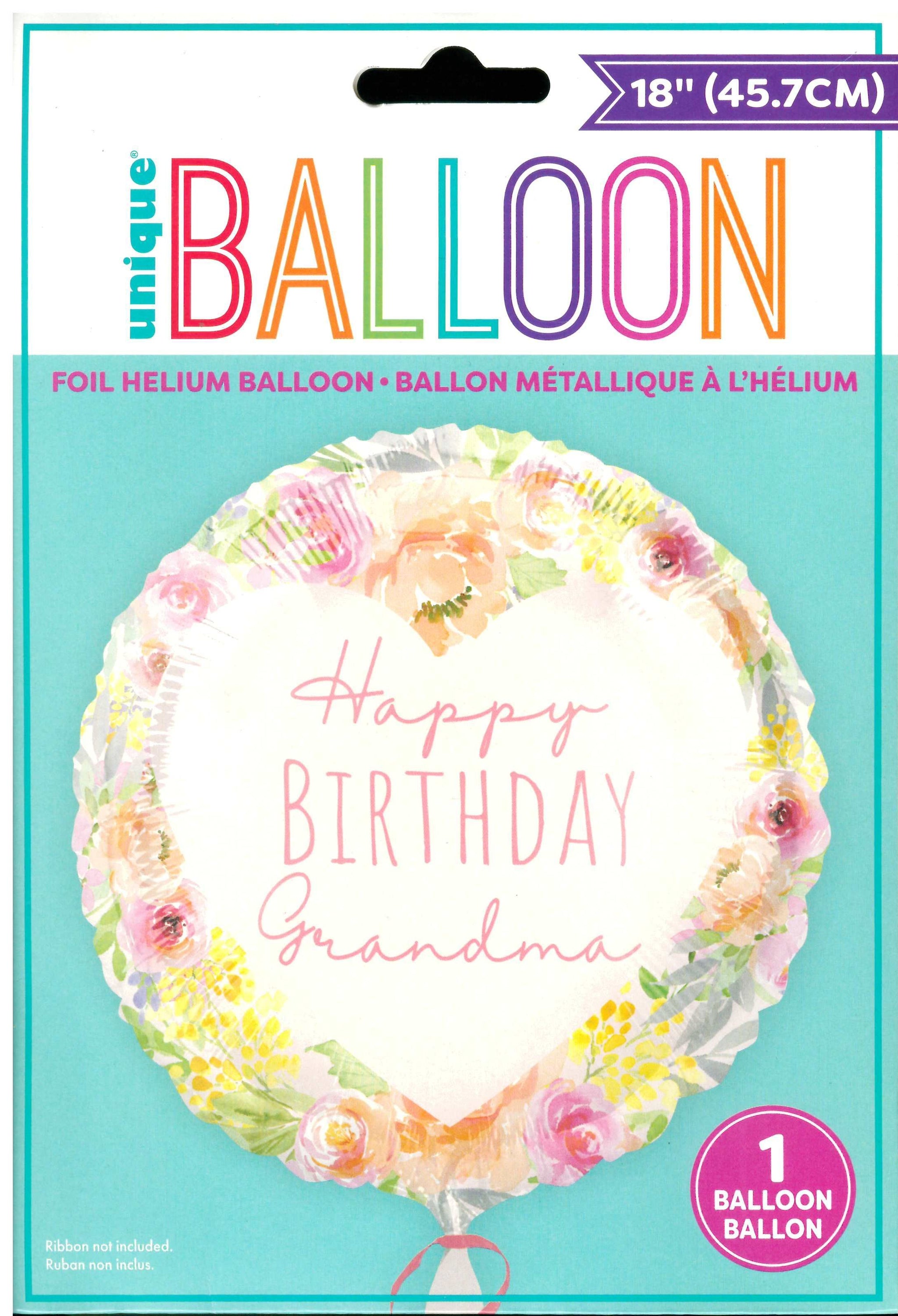UNIQUE HAPPY BIRTHDAY GRANDMA ROUND FOIL BALLOON 18". UNI81986 \\\KD32807