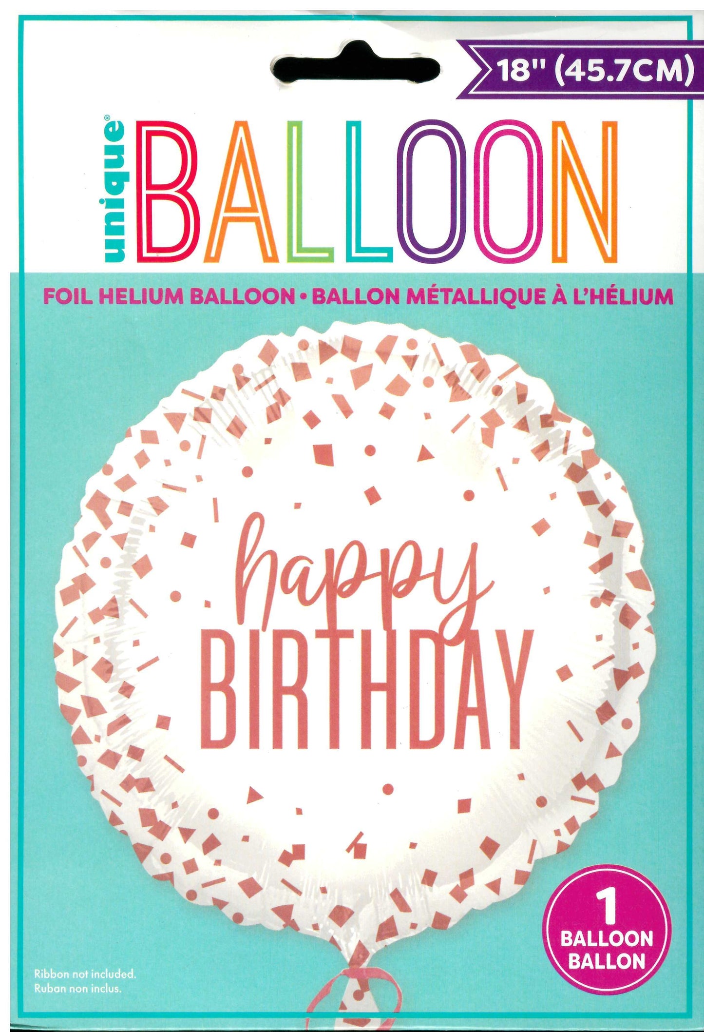 UNIQUE ROSE GOLD CONFETTIE HAPPY BIRTHDAY ROUND FOIL BALLON 18". UNI85913 \\\KD32808