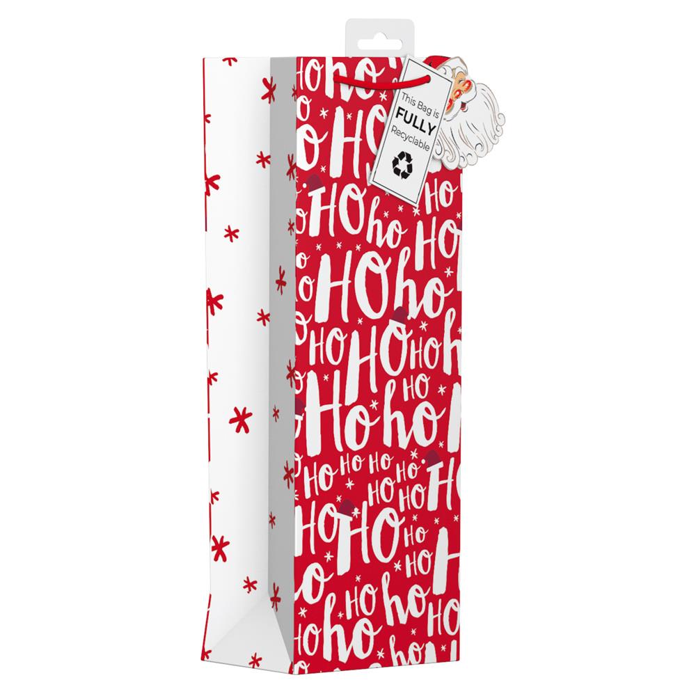 GIFTMAKER SANTA TEXT BOTTLE BAG APX 40X12 CM. XANGB61B \\\KD32818