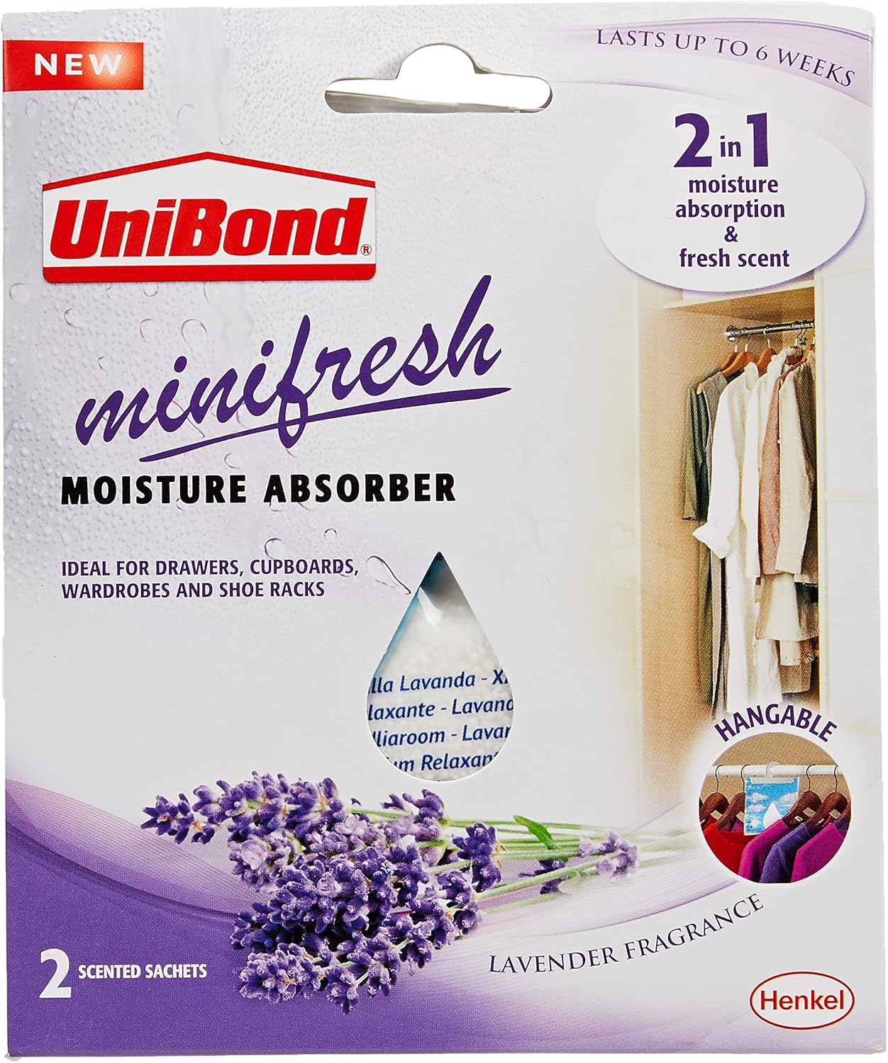UNIBOND MINI FRESH MOISTURE ABSORBER SACHET LAVENDER 2/PK. 2675556 \\\KD32820