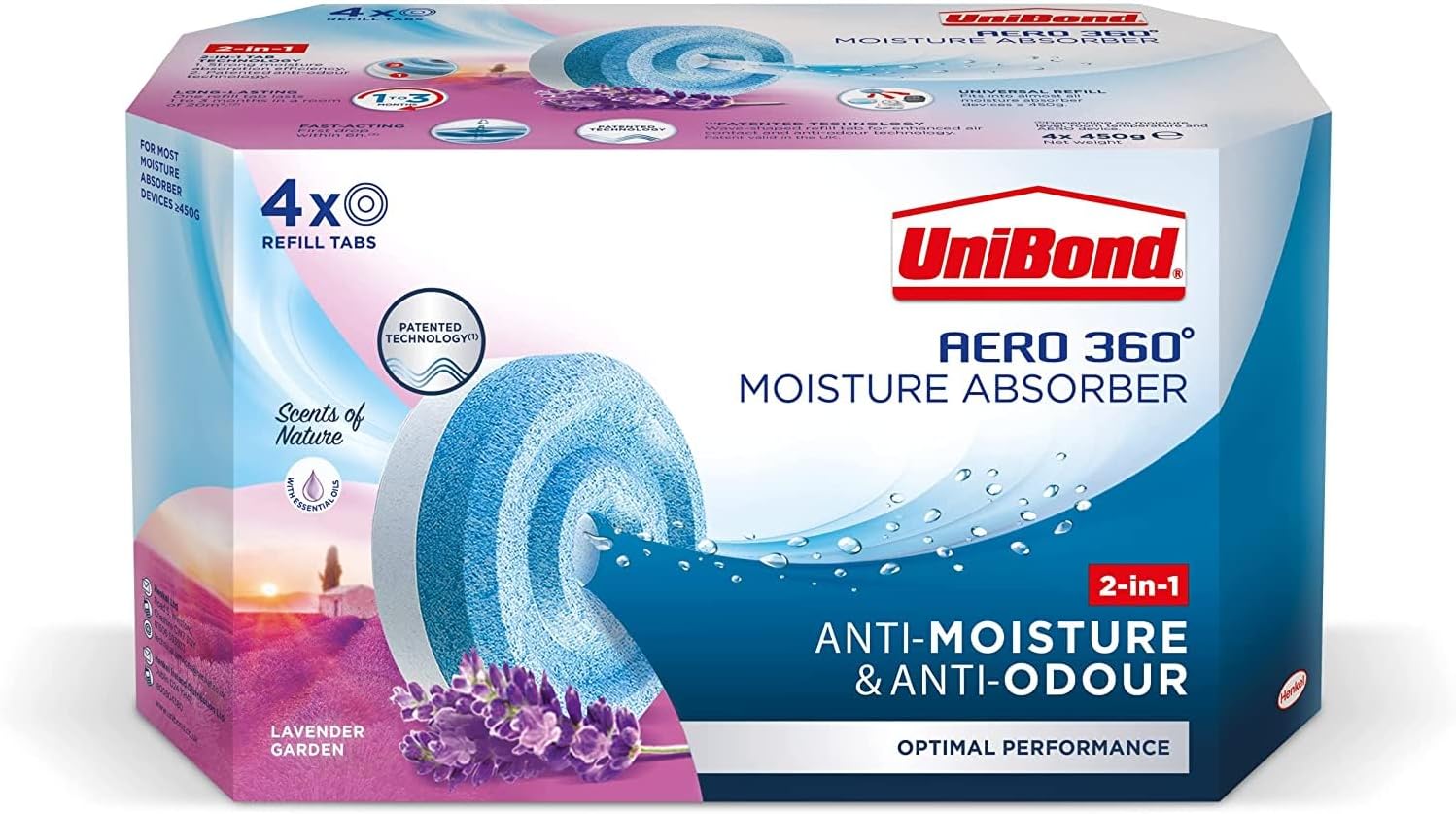 UNIBOND AERO 360 MOISTURE ABSORBER LAVENDER REFILLS 4/PK. 2779194 \\\KD32821