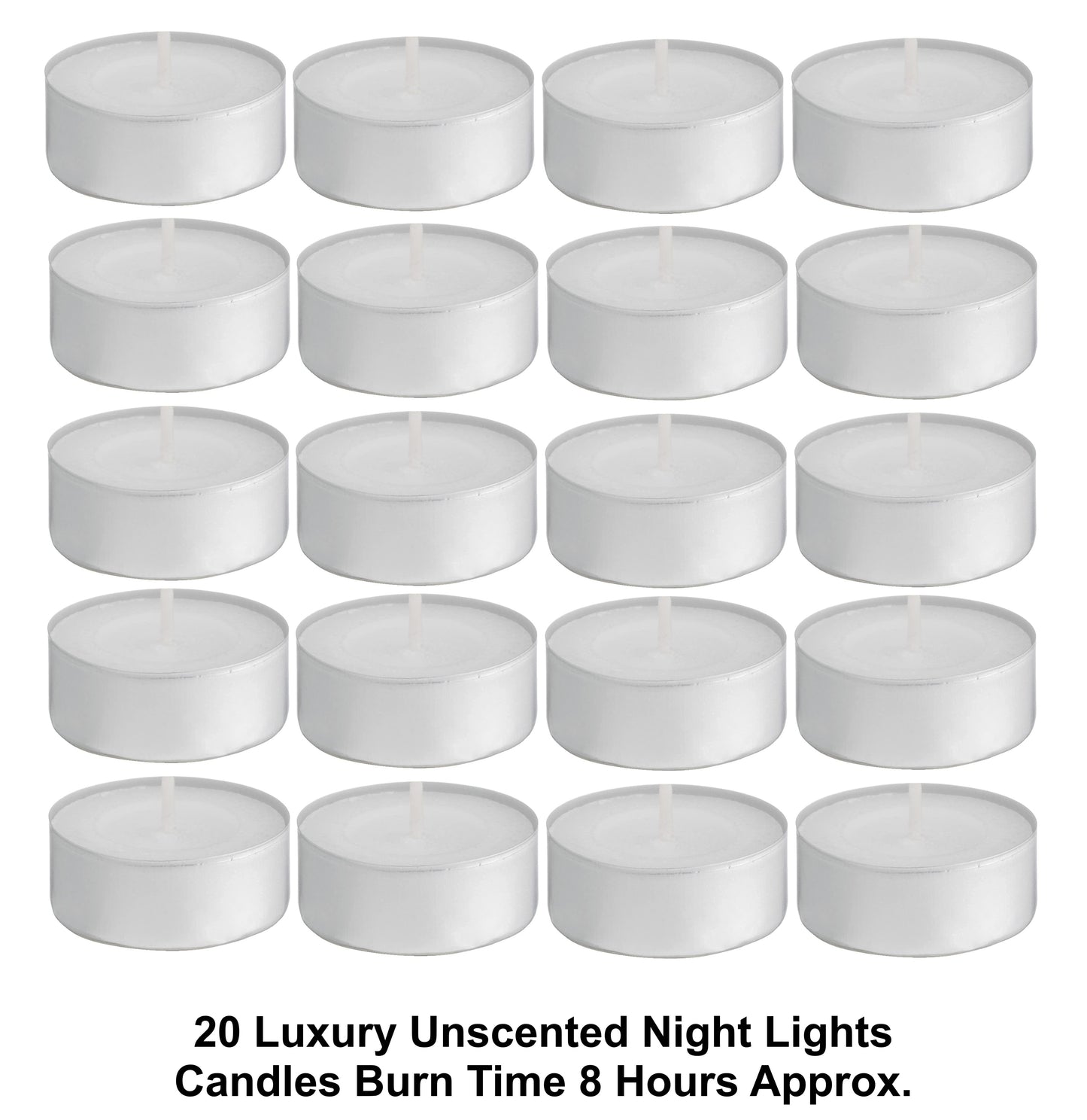 BALTUS UNSCENTED WAX TEALIGHTS CANDLES 8 HOUR BURN TIME 20/PK. PEV020-20 \\\KD32837