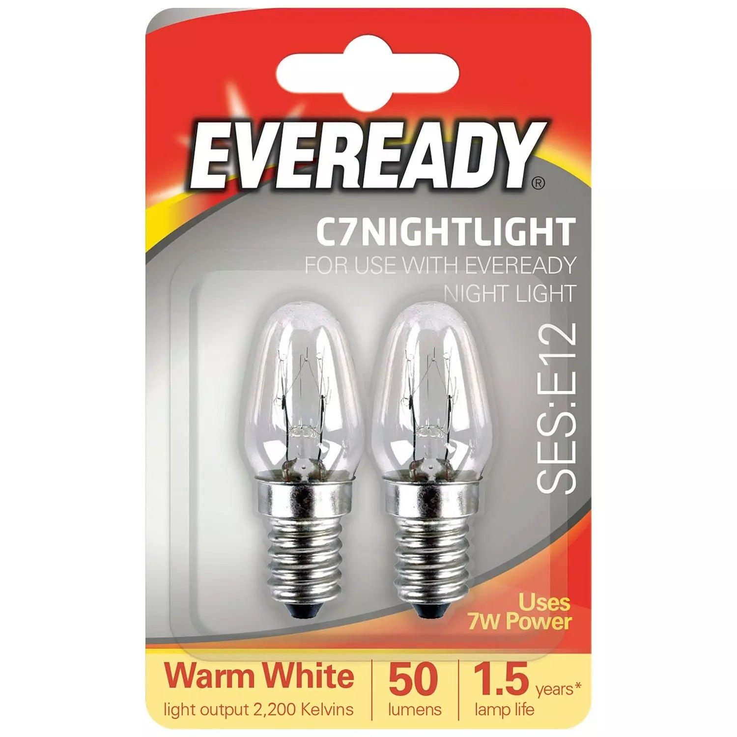 EVEREADY S1066 NIGHT LIGHT E12 7W WARM WHITE BULBS 2/PK. S1066 \\\KD32856