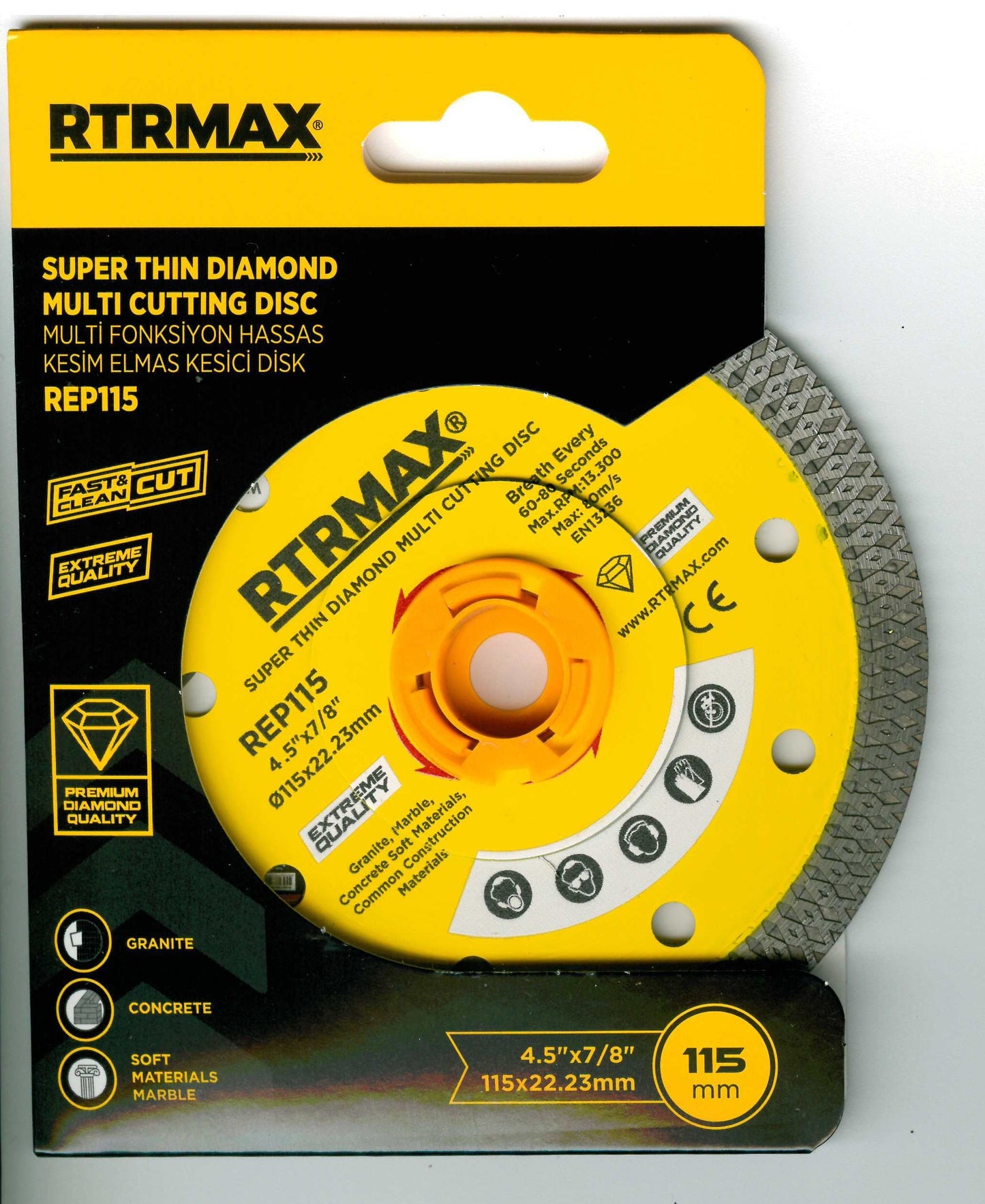 RTRMAX TILE & PORCELAIN CUTTING DISC 115MM X 22.23MM. REP115 \\\KD32870