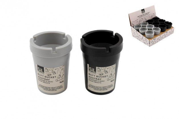 ASSORTED COLOUR PLASTIC BUTT BUCKET ASHTRAY 8CM X 11CM. HH6032 \\\KD32876