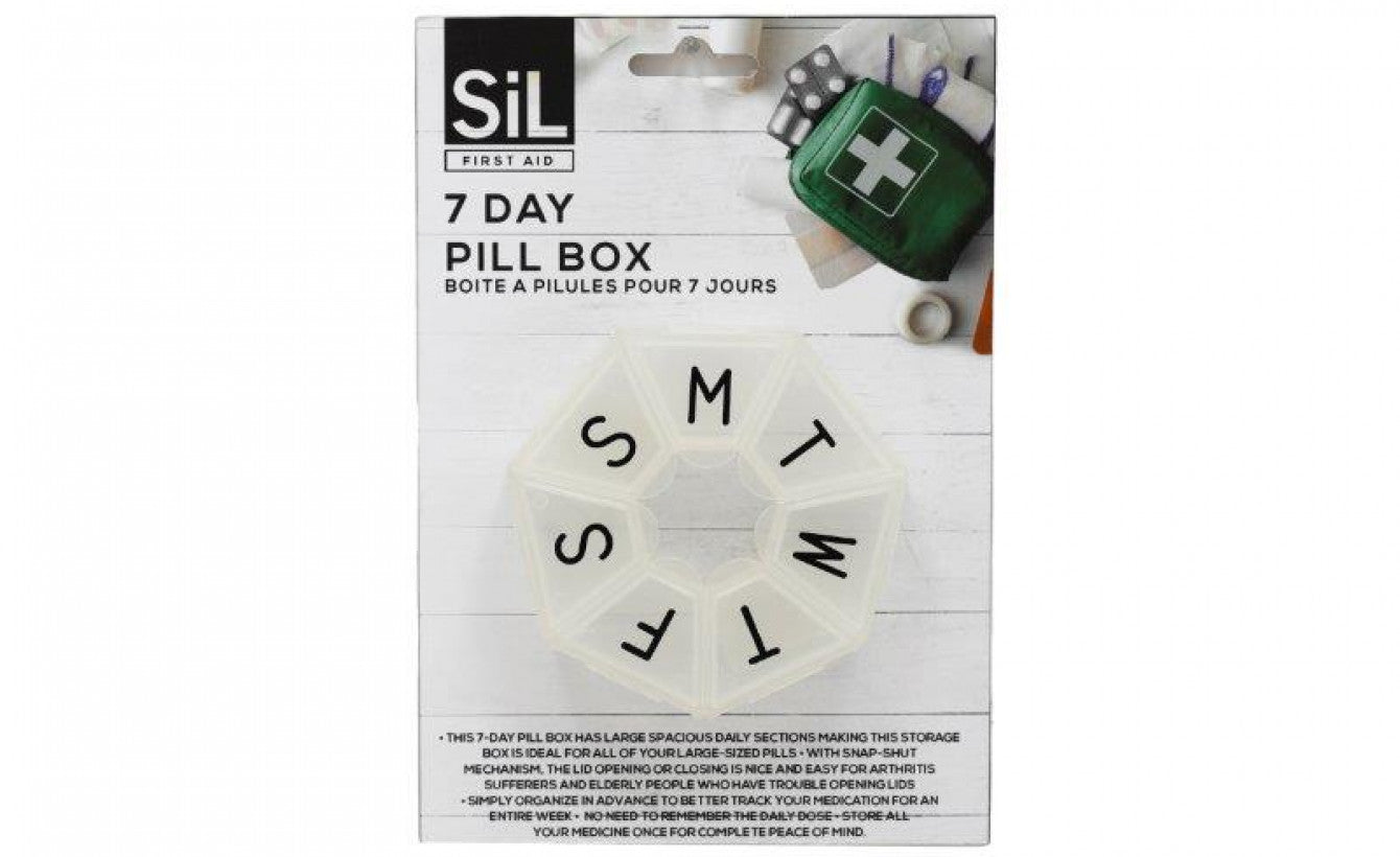 SIL FIRST AID 7 DAY PLASTIC PILL BOX 7.7CM. HH6008 \\\KD32877