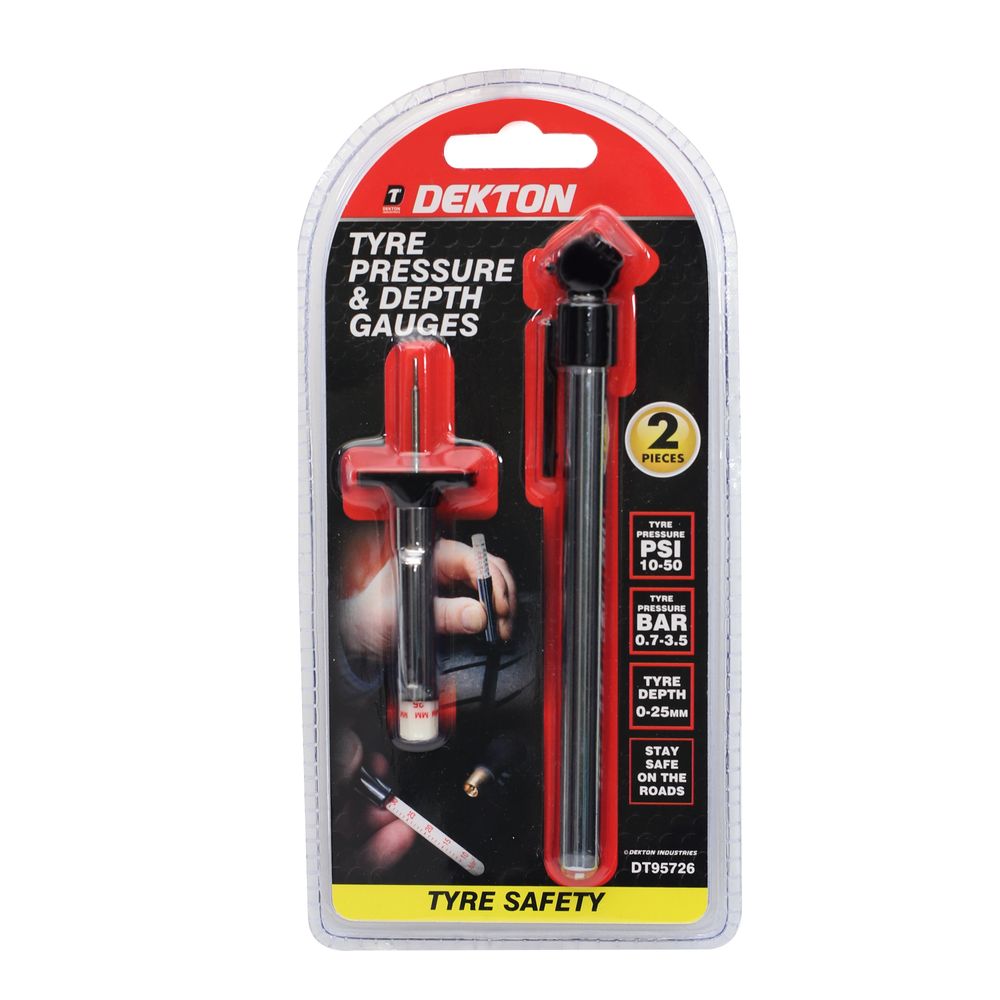 DEKTON TYRE PRESSURE & DEPTH GAUGES SET 2/PK. DT95726 \\\KD32978