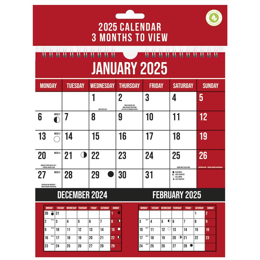 2025 COMMERCIAL MONTH TO VIEW CALENDAR. YEB25 \\\KD32981
