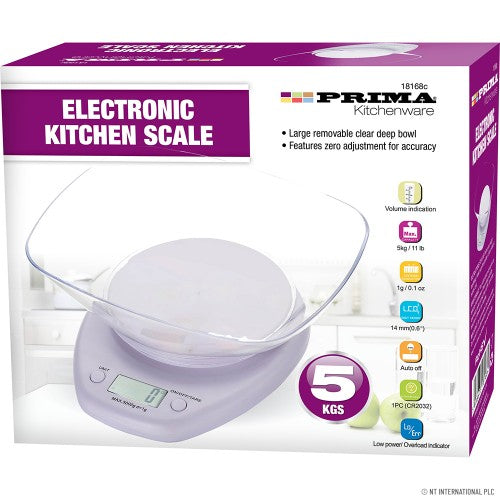 PRIMA ELECTRONIC KITCHEN SCALE WITH BOWL 5KG. 18168C \\\KD32992
