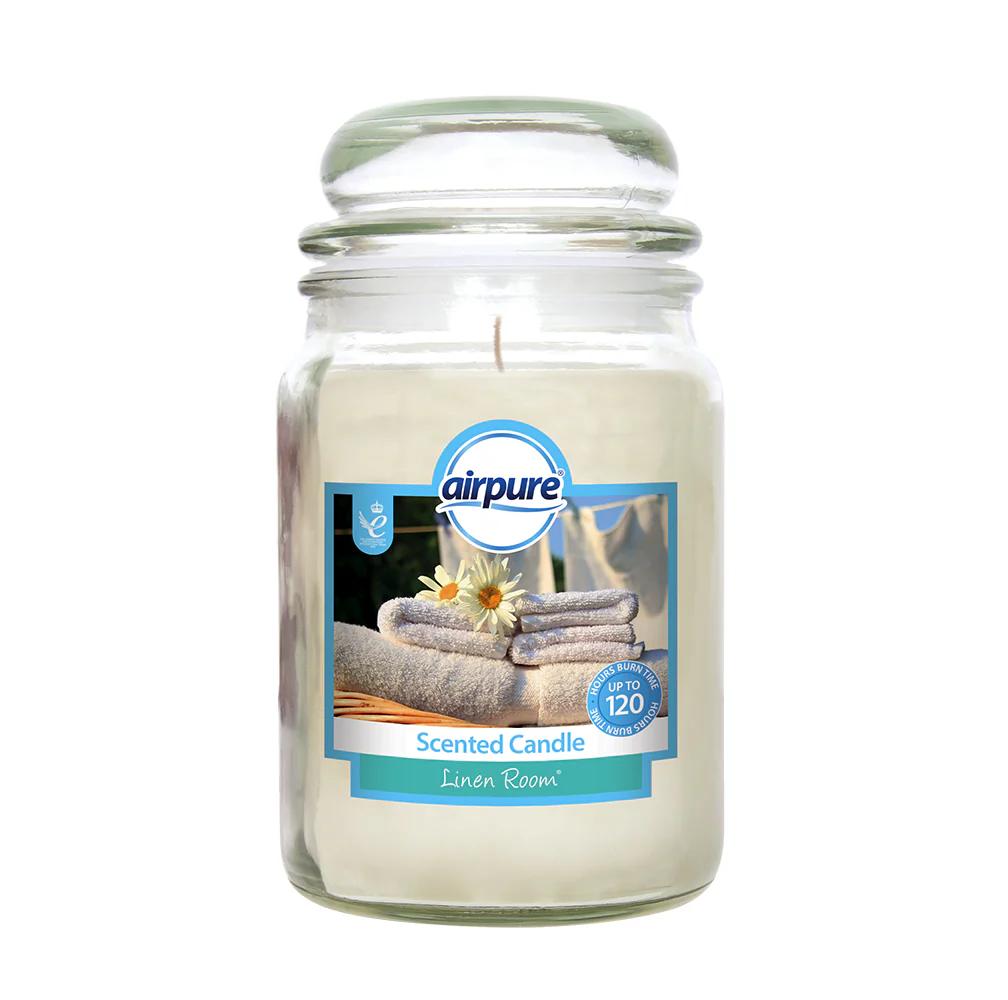 AIRPURE LINEN ROOM SCENTED JAR CANDLE 510G UP TO 120HRS. 18OZ219 \\\KD32999