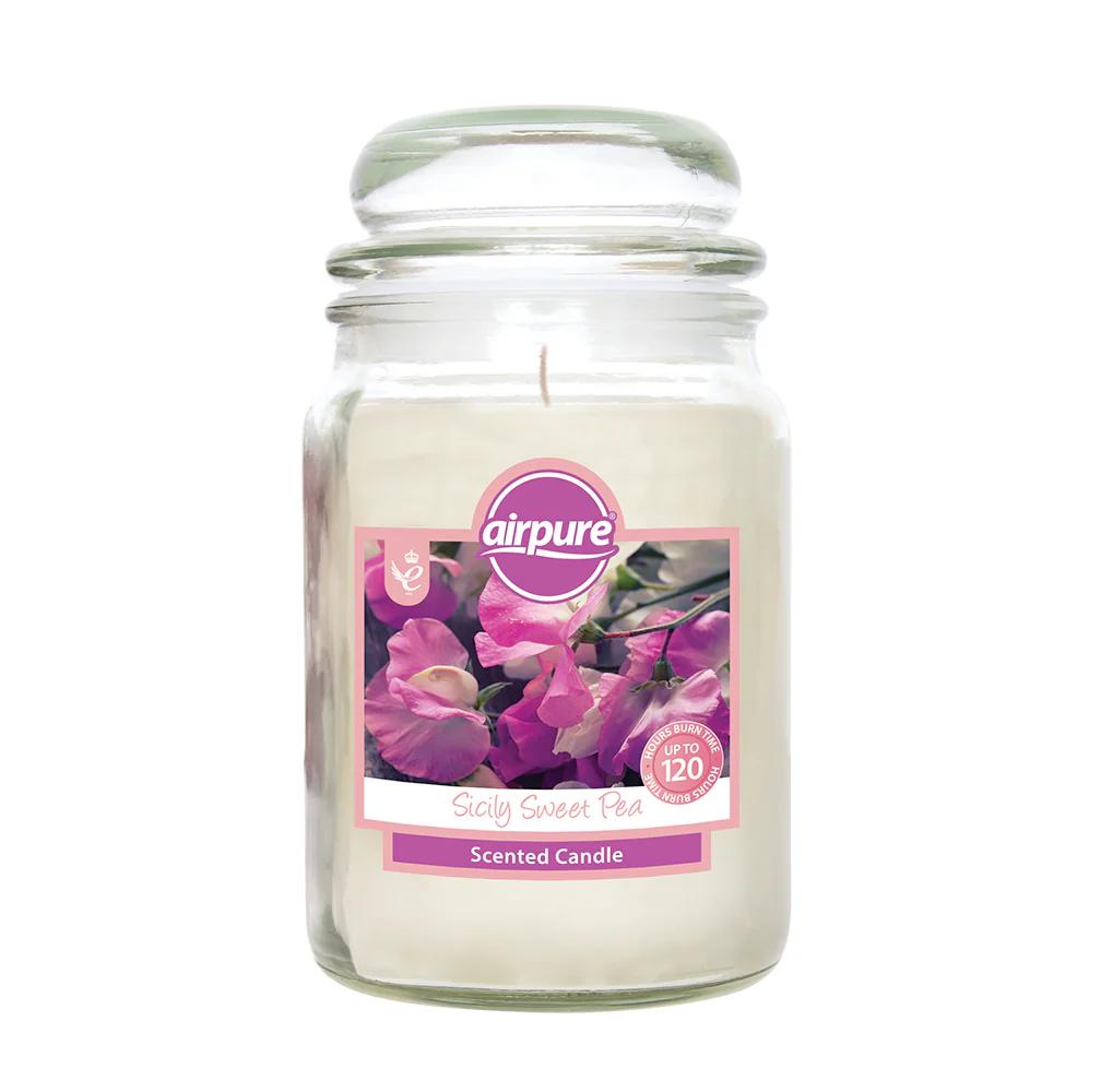 AIRPURE SICILY SWEET PEA SCENTED JAR CANDLE 510G UP TO 120HRS. 18OZ298 \\\KD33001