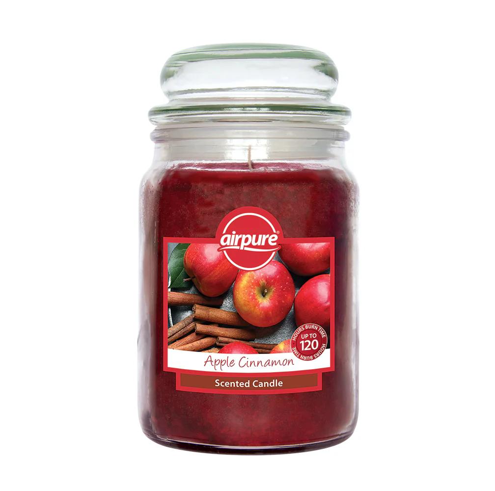 AIRPURE APPLE CINNAMON SCENTED JAR CANDLE 510G UP TO 120HRS. 18OZ451 \\\KD33002