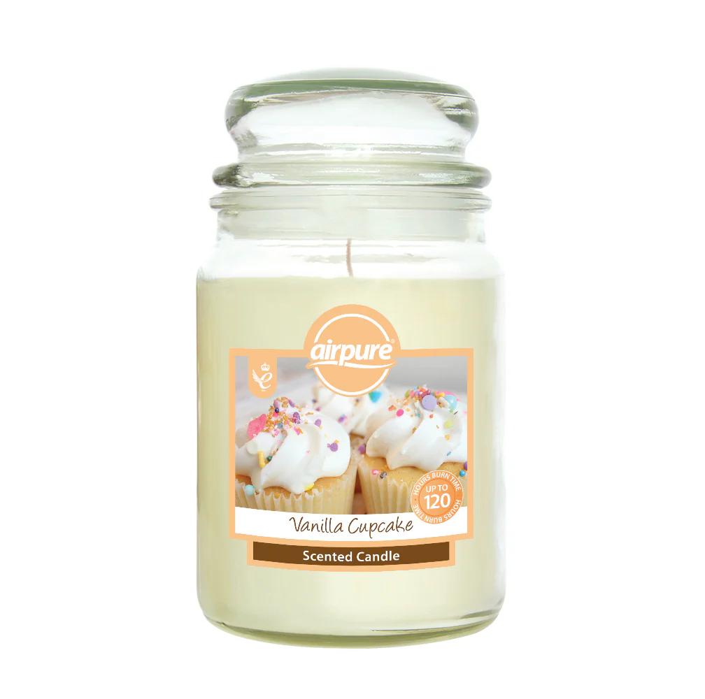 AIRPURE VANILLA CUPCAKE SCENTED JAR CANDLE 510G UP TO 120HRS. 18OZ220 \\\KD33004