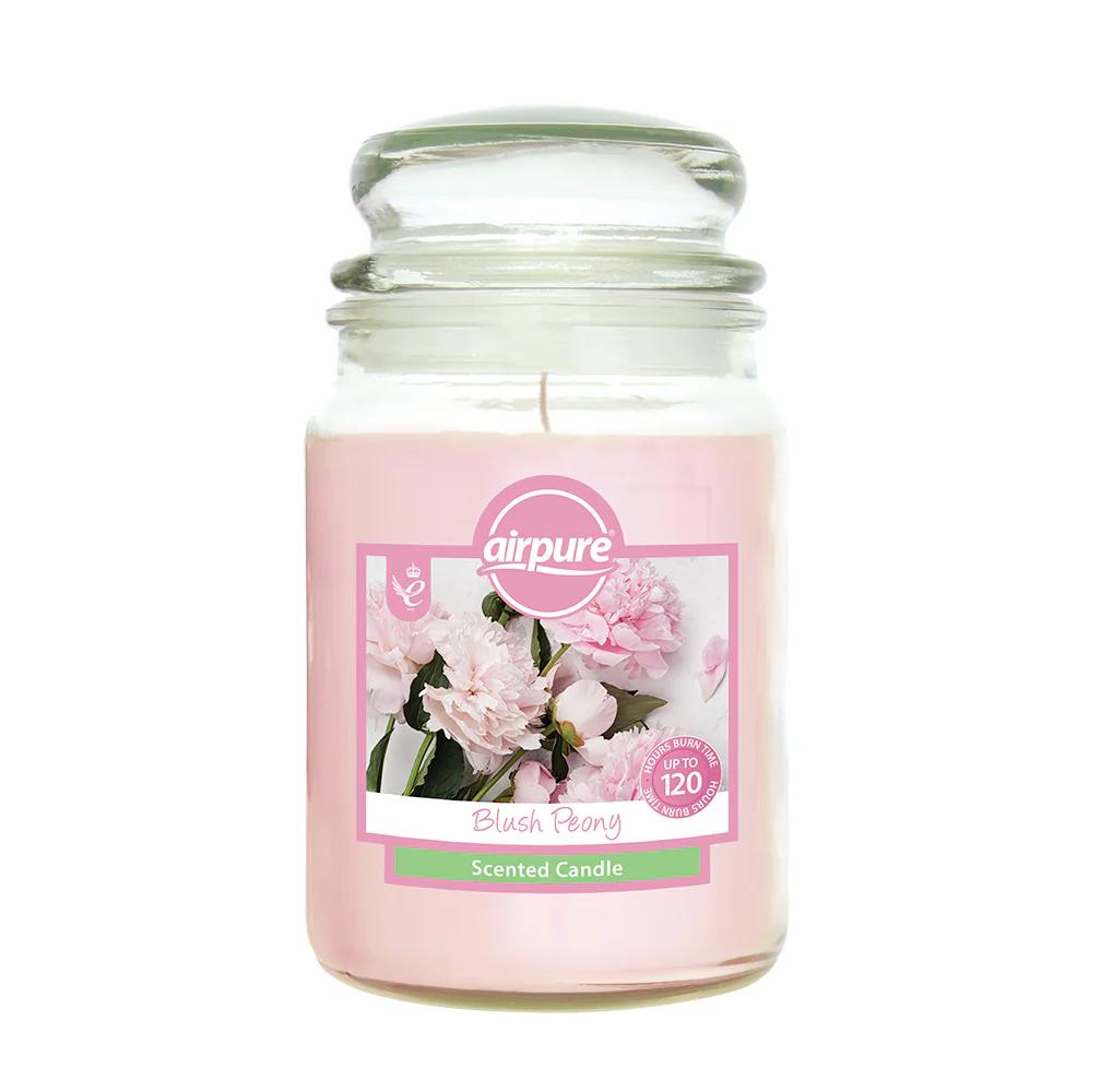 AIRPURE BLUSH PEONY SCENTED JAR CANDLE 510G UP TO 120HRS. 18OZ301 \\\KD33005