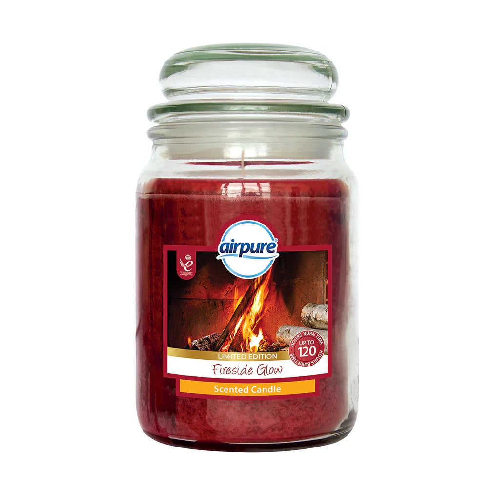 AIRPURE FIRESIDE GLOW SCENTED JAR CANDLE 510G UP TO 120HRS. 18OZ306 \\\KD33029