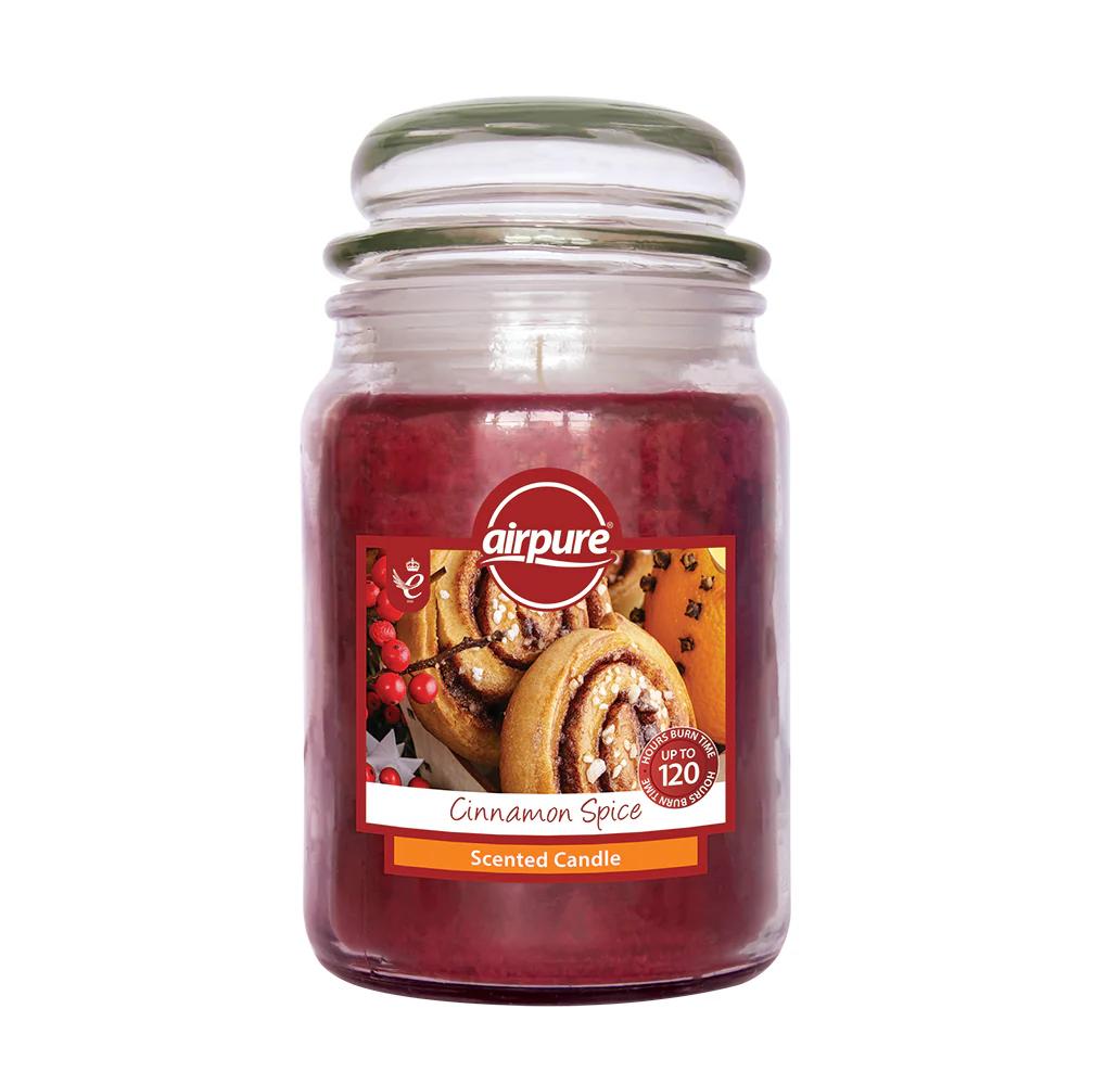 AIRPURE CINNAMON SPICE SCENTED JAR CANDLE 510G UP TO 120HRS. 18OZ612 \\\KD33030