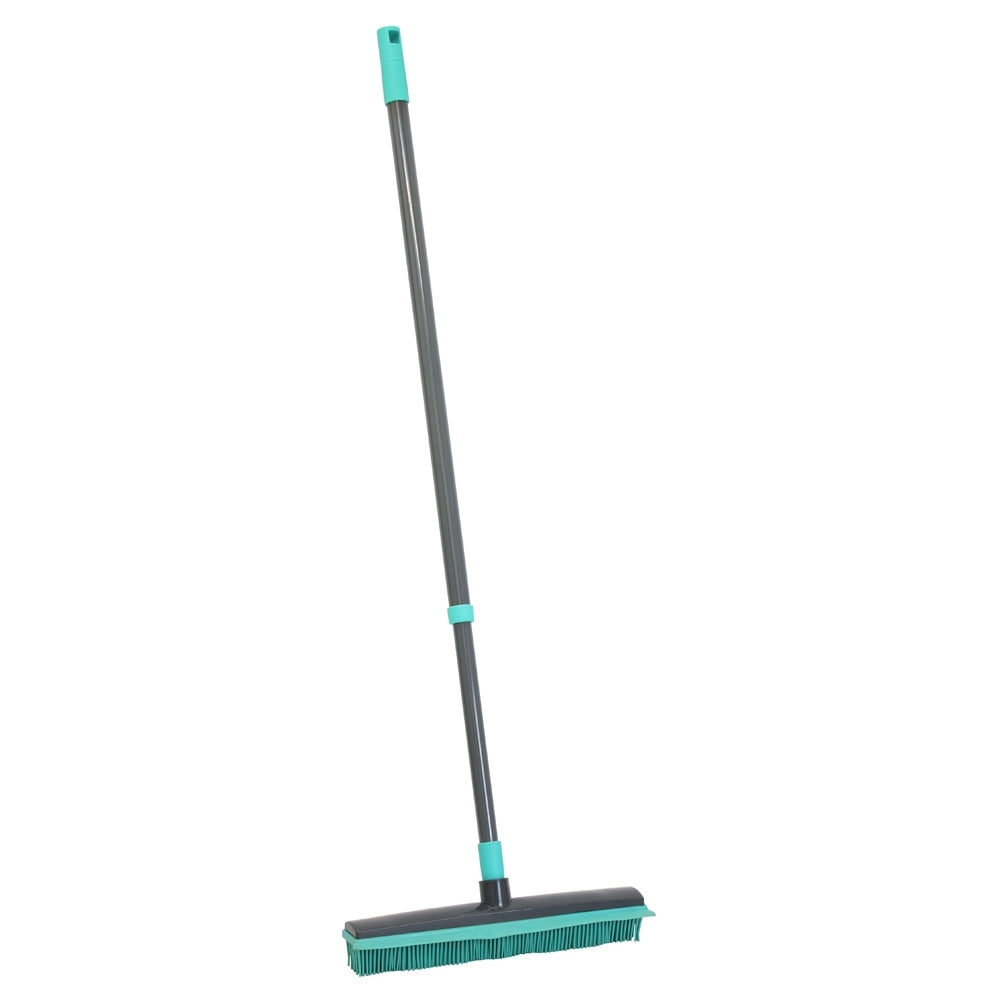 JVL INDOOR EXTENDABLE RUBBER BRISTLE BRUSH BROOM WITH SQUEEGEE -TURQUOISE. 20-060GY \\\KD33069