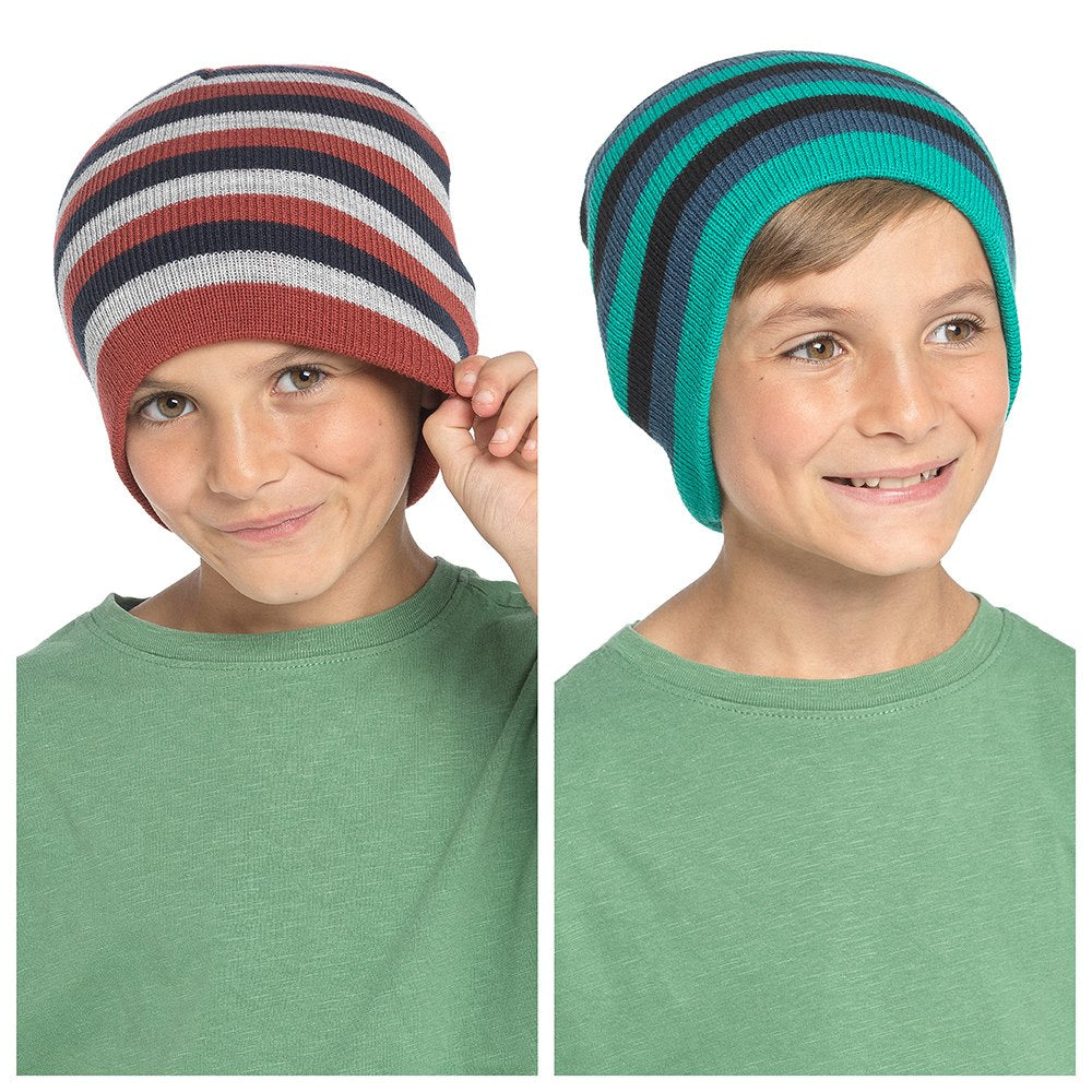 BERTIE & BO ASSORTED BOYS / KIDS STRIPED BEANIE HAT 12/PK. GL165C \\\KD33087