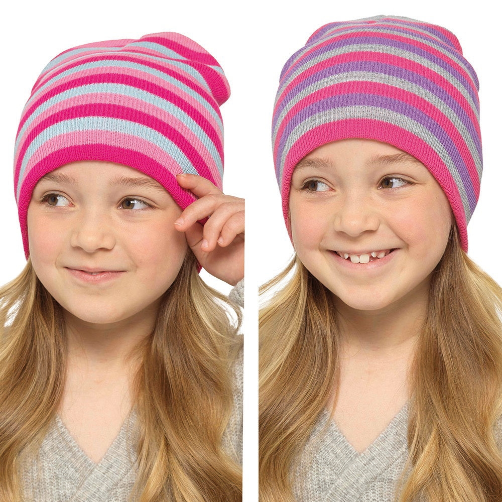 BERTIE & BO GIRLS / KIDS STRIPED BEANIE HAT 12/PK. GL071C \\\KD33088