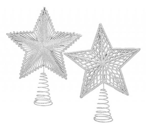 SNOW WHITE SILVER LARGE STAR TREE TOPPER 24CM. PI512021S \\\KD33100