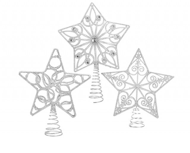 SNOW WHITE SILVER LUXURY GLITTER TREE TOPPER 29CM. PI512020S \\\KD33102
