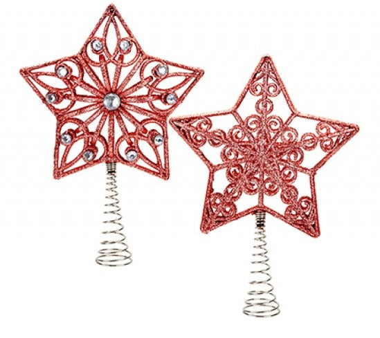 SNOW WHITE GLITTER TREE TOP STAR RED 20CM. PI512019R \\\KD33103