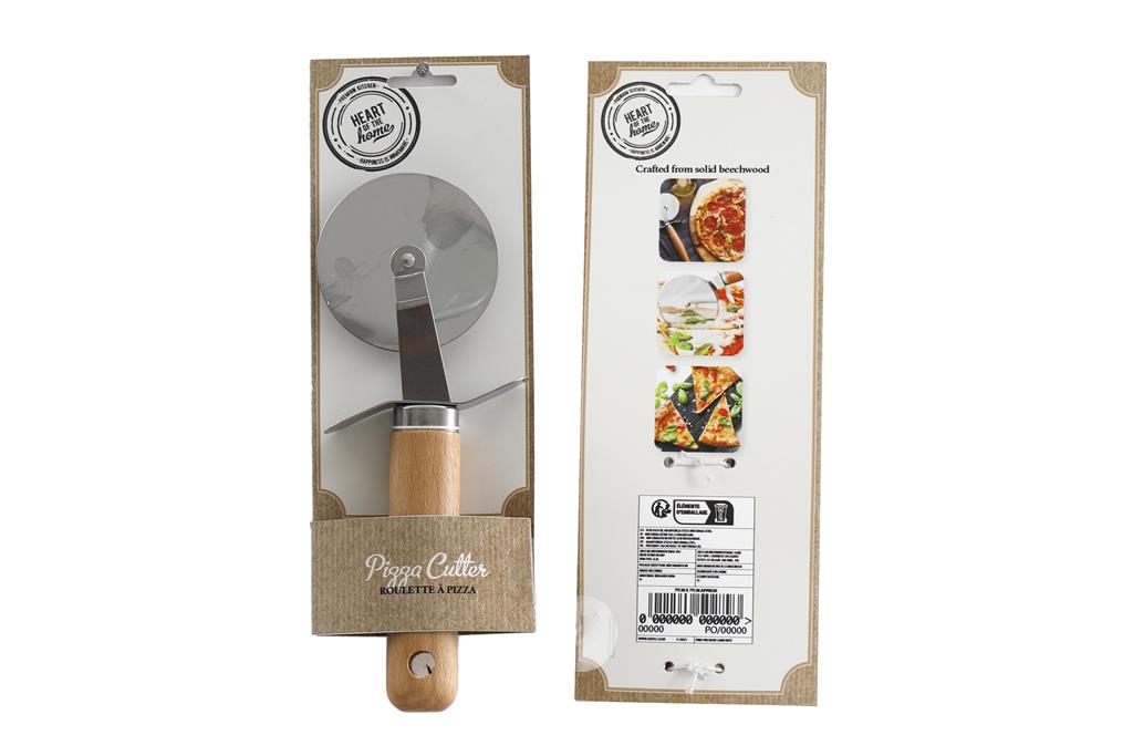 19CM WOOD HANDEL STEEL PIZZA CUTTER. KG2127 \\\KD33139
