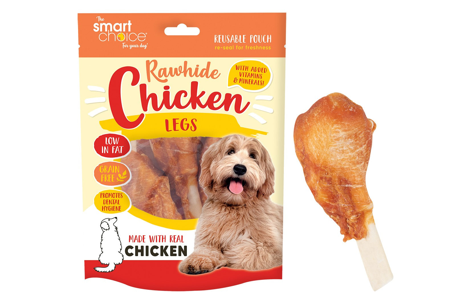 RAWHIDE & CHICKEN LEG DOG TREAT 3PK 120G. SC1477 \\\KD33155