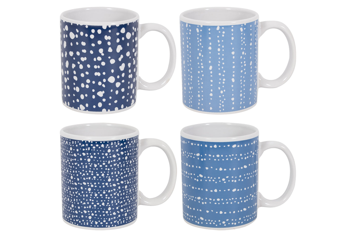 MAD ABOUT MUGS MUGS 11OZ U SHAPED SPOTS IN BLUE 4 ASSORTED 1 PCS SUPPLY \\\KD33193