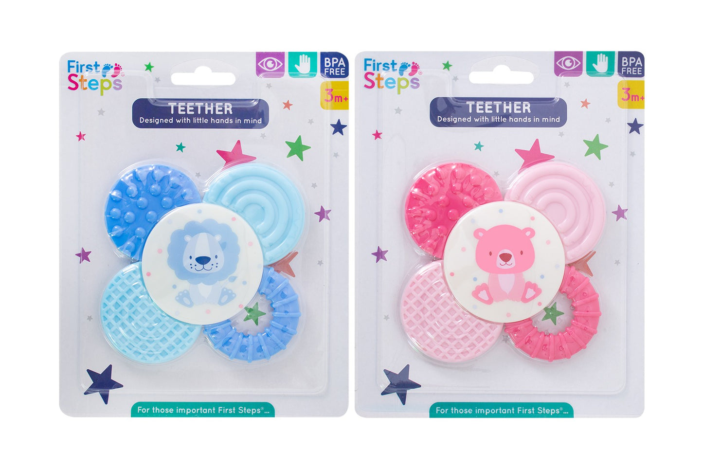 FIRST STEPS MULTI TEXTURE TEETHER 2 ASSORTED COLOURS ONLY ONE SUPPLY. PS684 \\\KD33201