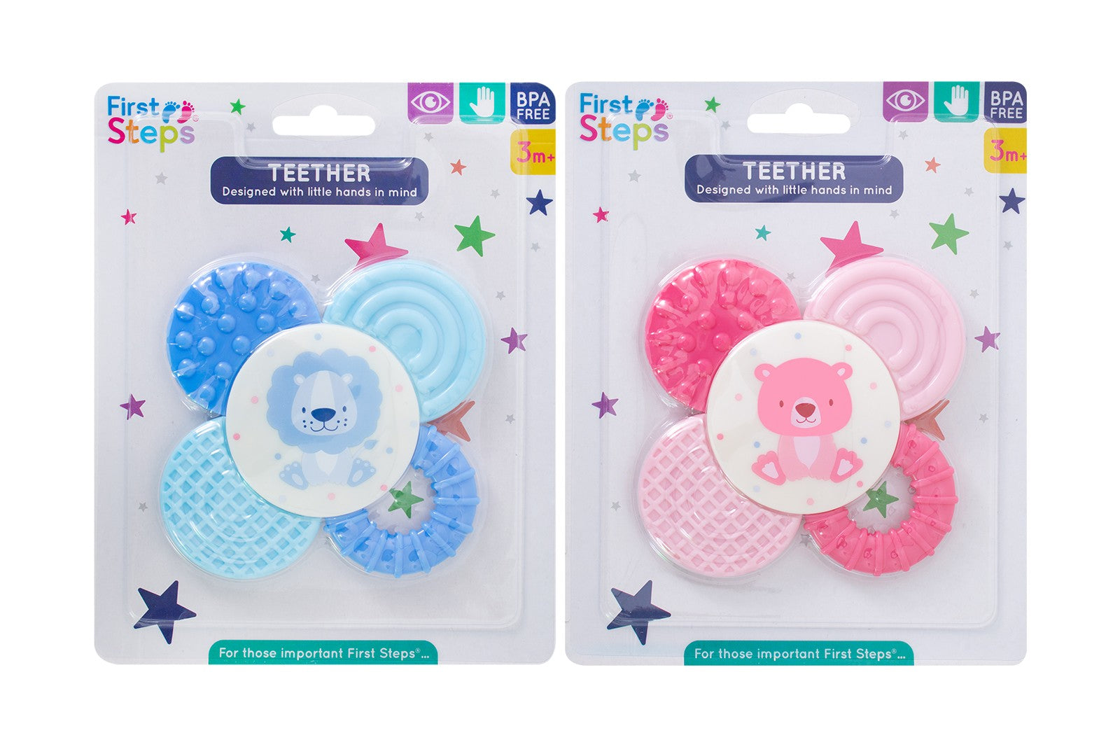 FIRST STEPS MULTI TEXTURE TEETHER 2 ASSORTED COLOURS ONLY ONE SUPPLY. PS684 \\\KD33201