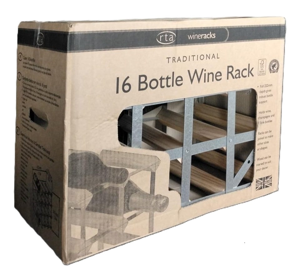 RTA WINERACKS GALVANISED STEEL TRADITIONAL 16 BOTTLES 4X3 NATURAL. WNRK4003 \\\KD33235