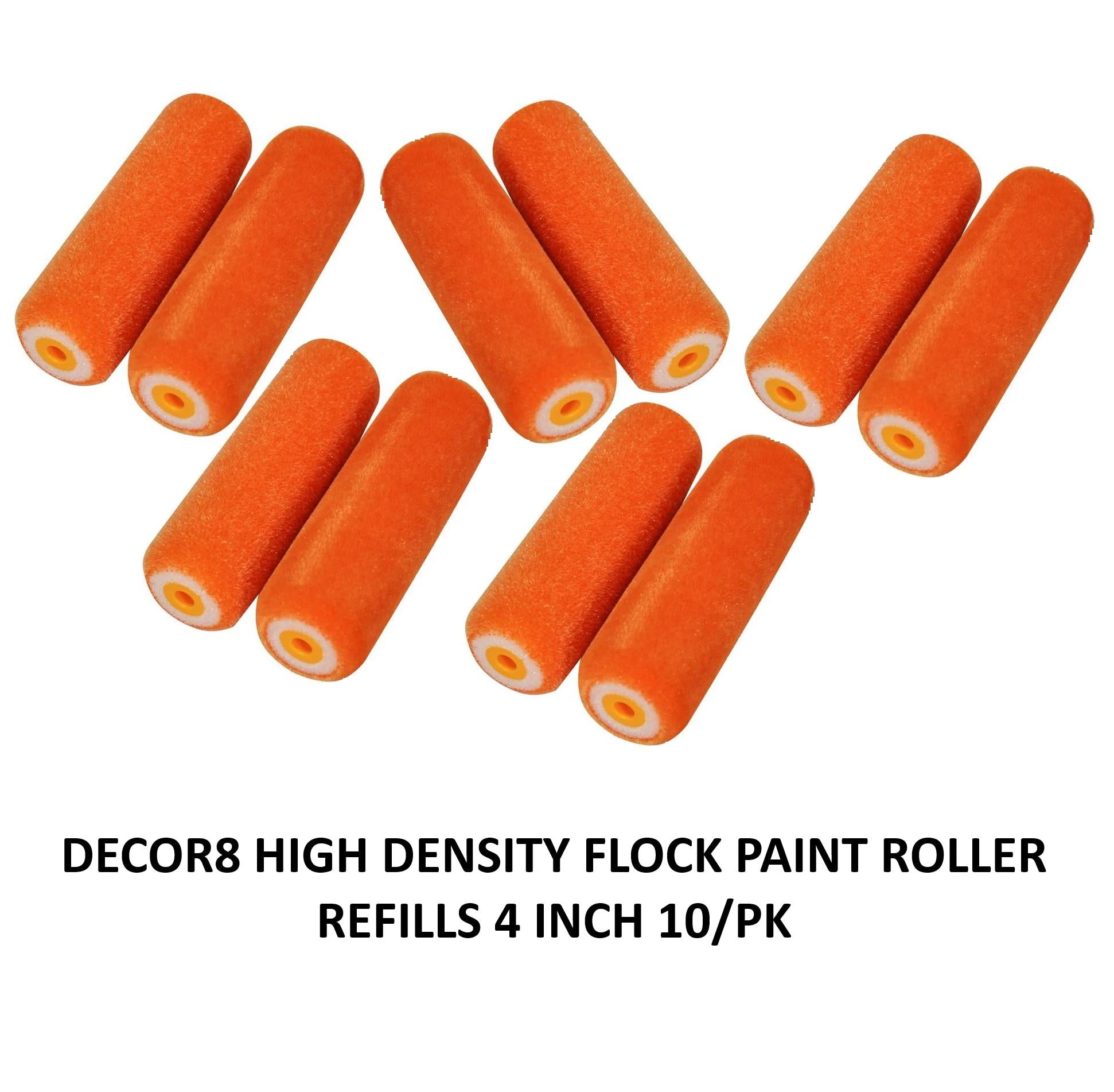 DECOR8 HIGH DENSITY FLOCK PAINT ROLLER REFILLS 4 INCH 10/PK. 4FLK10 \\\KD33249