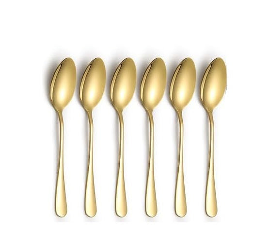 GOLD PLATED STAINLESS STEEL TEA SPOON 6/PK. TS60171G \\\KD33269