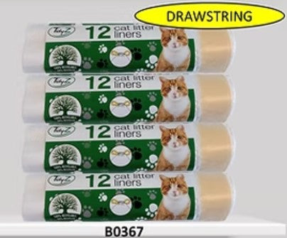 TIDYZ CAT LITTER TRAY LINERS 12 P/K WITH TIE. B0367 \\\KD33274