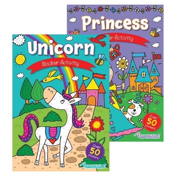 A4 UNICORN OR PRINCESS DESIGN MY FUN STICKER ACTIVITY BOOK ONE PCS. P2190 \\\KD33294