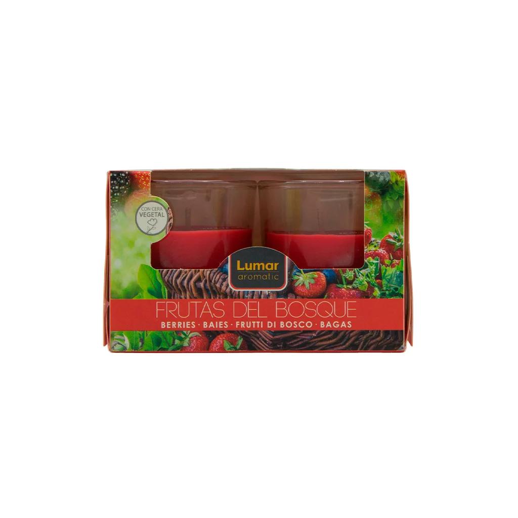 LUMAR AROMATIC BERRIES GLASS CANDLE JAR 2/PK. PS109099 \\\KD33301