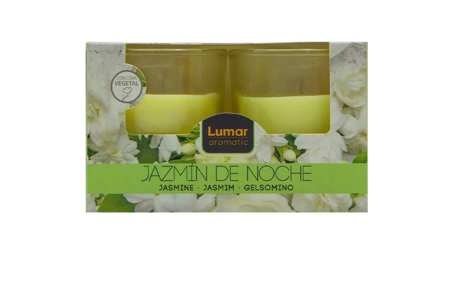 LUMAR AROMATIC JASMINE GLASS CANDLE JAR 2/PK. PS109102 \\\KD33302