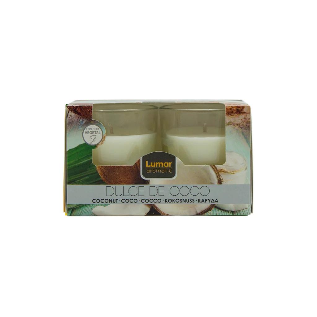 LUMAR AROMATIC COCONUT GLASS CANDLE JAR 2/PK. PS109360 \\\KD33304
