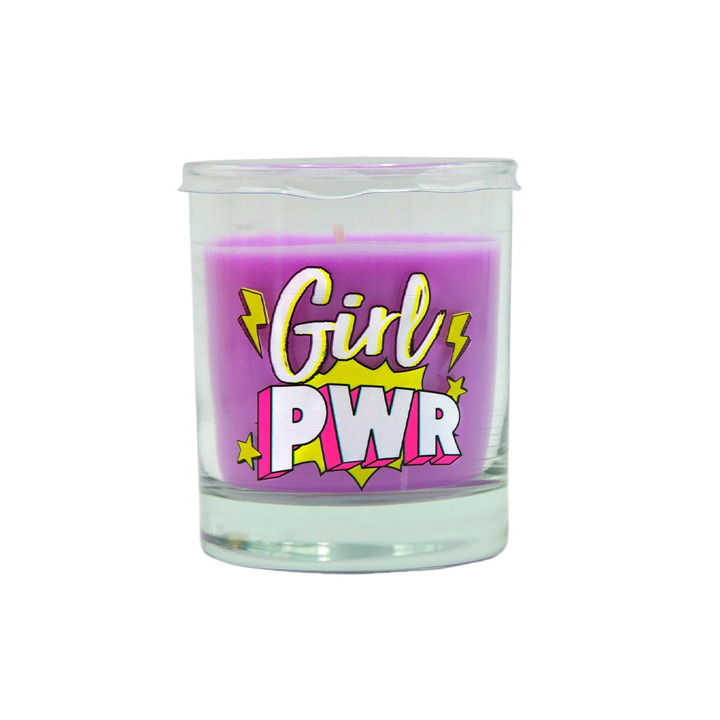 LUMAR AROMATIC RASPBERRY & VIOLET SCENTED GIRL PWR GLASS CANDLE JAR. PS109335 \\\KD33309