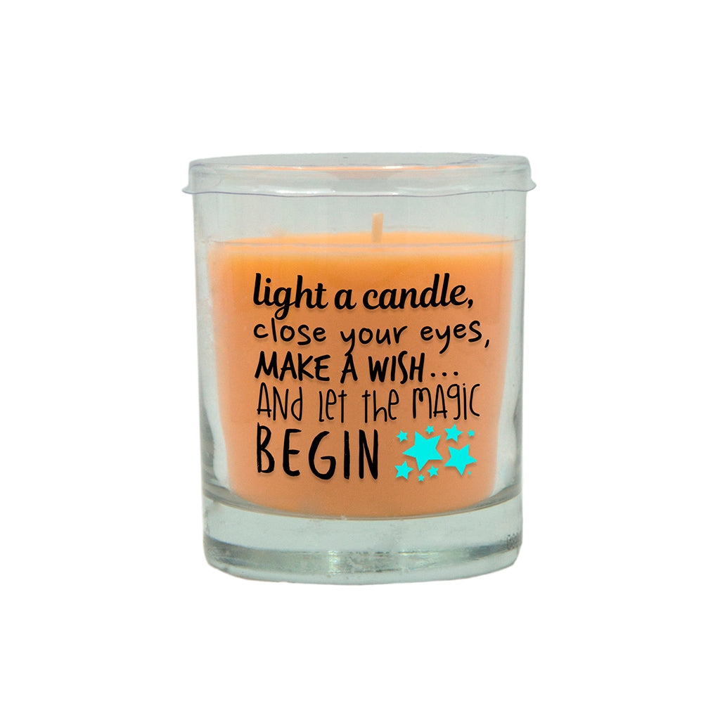 LUMAR AROMATIC JUICY MANGO SCENTED MAGIC BEGIN GLASS CANDLE JAR. PS109345 \\\KD33310