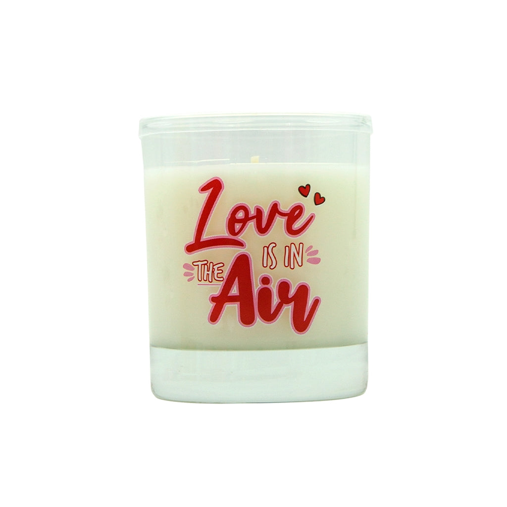 LUMAR AROMATIC VANILLA SCENTED LOVE IS IN THE AIR GLASS CANDLE JAR. PS109381 \\\KD33313