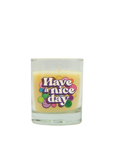 LUMAR AROMATIC CARRIBEAN SCENTED HAVE A NICE DAY GLASS CANDLE JAR. PS109483 \\\KD33314