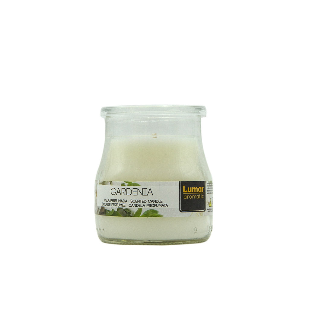 LUMAR AROMATIC GARDENIA SCENTED YOGURT GLASS CANDLE JAR 100GM 24HRS. PS109361 \\\KD33315