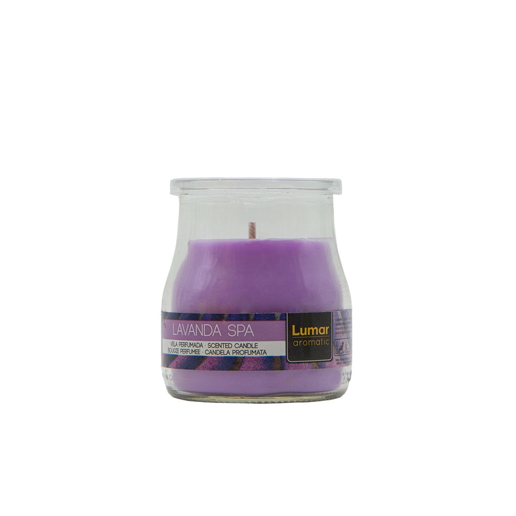 LUMAR AROMATIC LAVENDER SCENTED YOGURT GLASS CANDLE JAR 100GM 24HRS. PS109029 \\\KD33316
