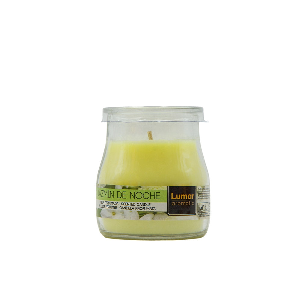 LUMAR AROMATIC JASMINE SCENTED YOGURT GLASS CANDLE JAR 100GM 24HRS. PS109308 \\\KD33317