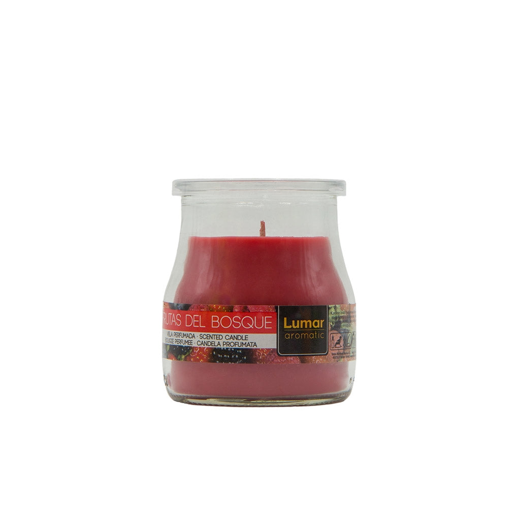 LUMAR AROMATIC BERRIES SCENTED YOGURT GLASS CANDLE JAR 100GM 24HRS. PS109016 \\\KD33319